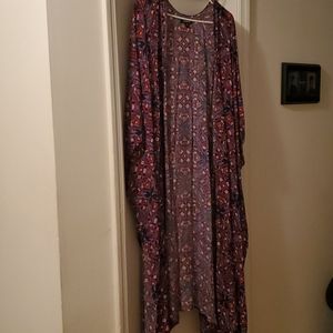 Floral Red, Blue, White Kimono